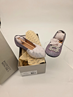 Badgley Mischka Girls Amber Nidia Flats Size 12 Pewter Sparkle Crystal Dress NIB