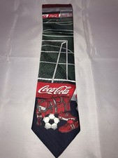 Coca Cola Classic Official Brand Soccer Ball Cleats Field Theme Classic Neck Tie