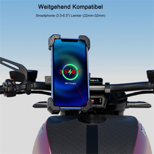 15W 360° Qi Handy Halterung Motorrad Halter mit Induktive Ladefunktion universal - Bild 6 von 16