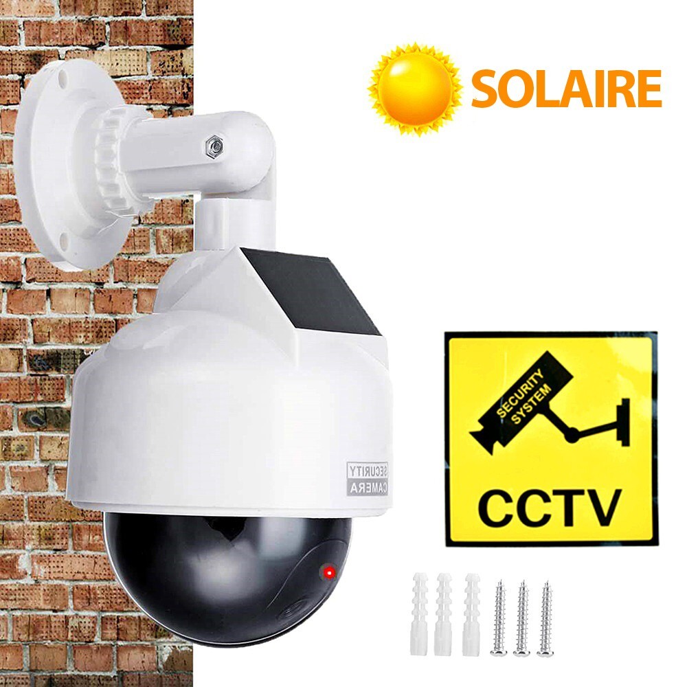 Caméra de surveillance fausse dôme PTZ LED rouge clignotant pour façade