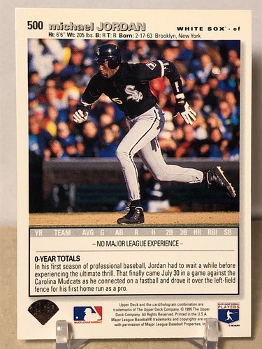 1995 Upper Deck Collector's Choice Michael Jordan #500 Chicago White Sox, Bulls - Picture 2 of 2