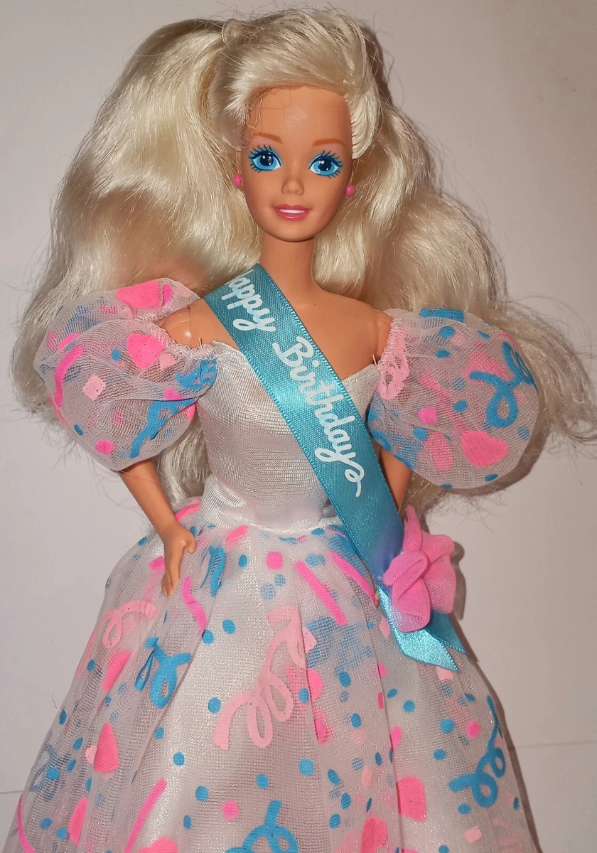 Beautiful 1994 HAPPY BIRTHDAY Barbie No Box Good Condition with Stand and Shoes