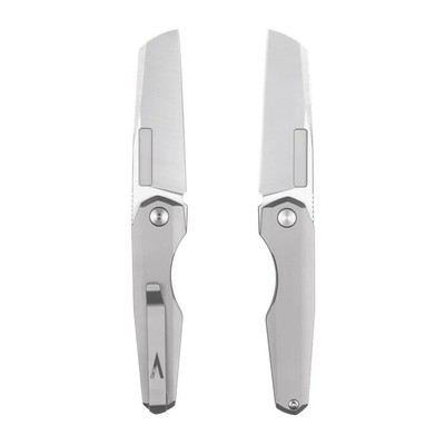 Vero Engineering Neuron Flipper Folding Knife Belt Satin M390 Blade SW Ti Handle