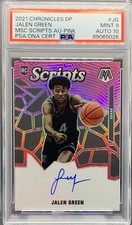 Jalen Green PSA 9 2021 Panini Mosaic Scripts Prizm Auto Rookie PINK HOUSTON