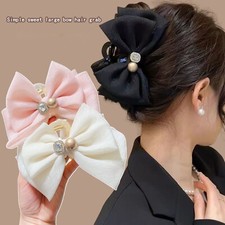 3PCS Tulle Bow Hair Clip Large Claw Hair Accessory for Thick Hair Ponytails
