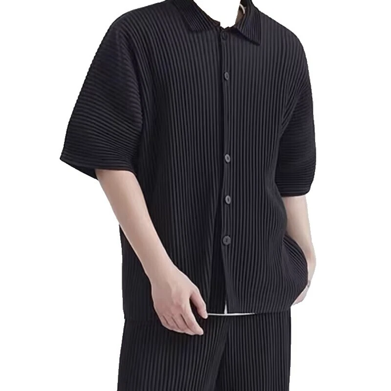 Botón informal de poliéster ISSEY MIYAKE-Down Shirts for Men