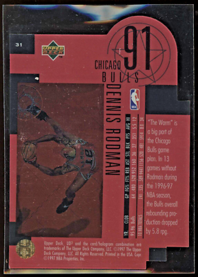 1996-97 Upper Deck UD3 DENNIS RODMAN #31 Die-Cut Hologram Chicago Bulls