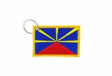 Keychain keyring embroidered embroidery patch double sided flag reunion islands