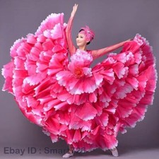 big swing skirt Women flower costume dance dress stage dance dresses female