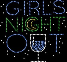 Rhinestone Bling Sparkle Iron On Transfer DIY Girls Night Out Moon Wine