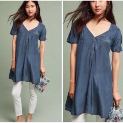 Anthropologie Akemi +Kin Tunic Top Blue  Size M