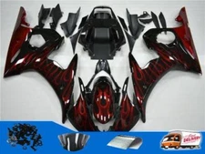 Fairing Fit for YZF R6 YAMAHA 2003-2005 Red Flame Black Injection Mold Set i006