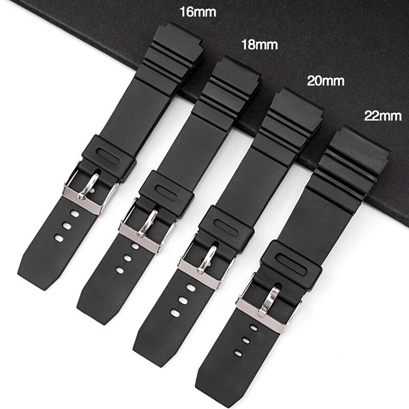 Black Resin Watch Strap For CASIO Sport Diving Watch Rubber Replacement