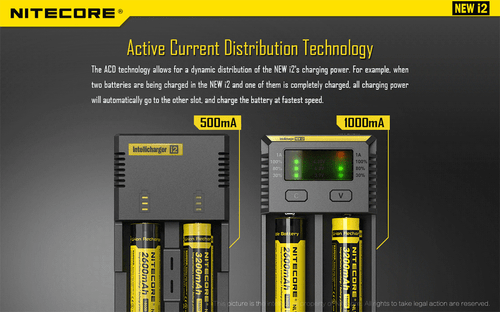 NITECORE Nuovo caricatore i2 con 4 batterie ricaricabili RCR123A Li-ion 650mAh EBR65 - Foto 3 di 12