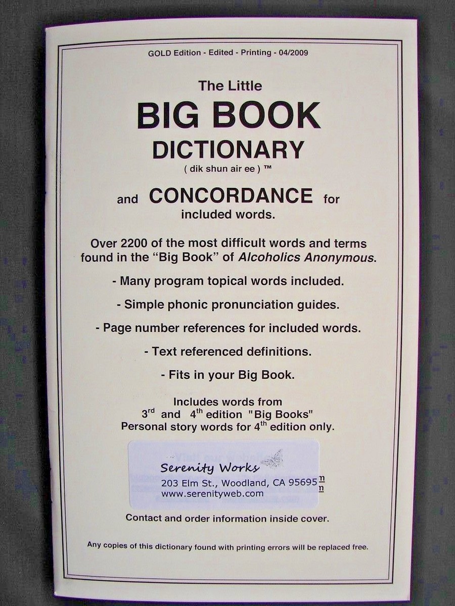 Alcoholics Anonymous AA The Little Big Book Dictionary and