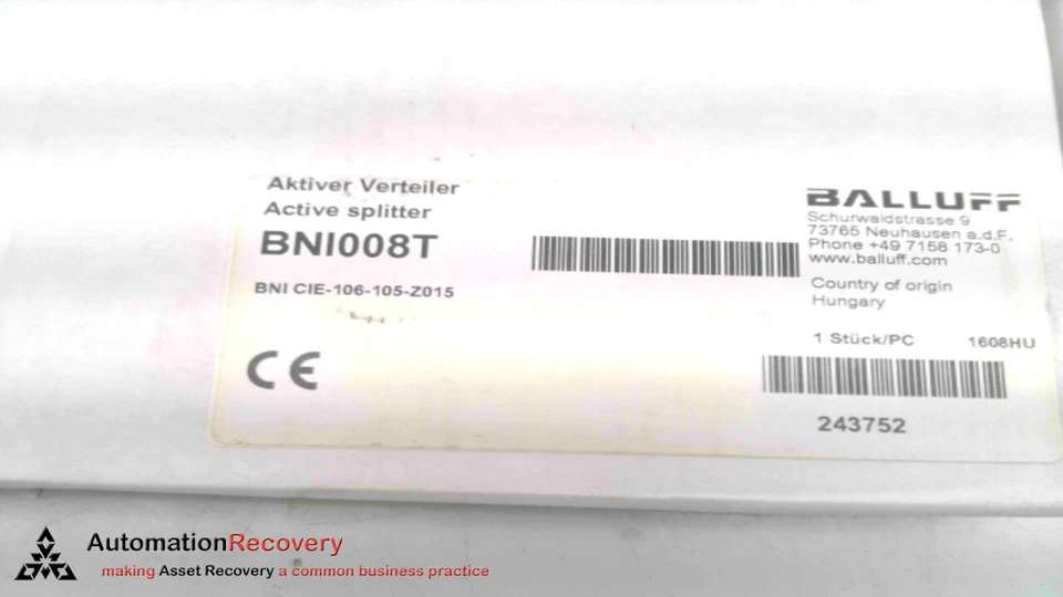 BALLUFF BNI008T NETWORK BLOCK BNI CIE-106-105-Z015, NEW #294907 - Image 2 of 3