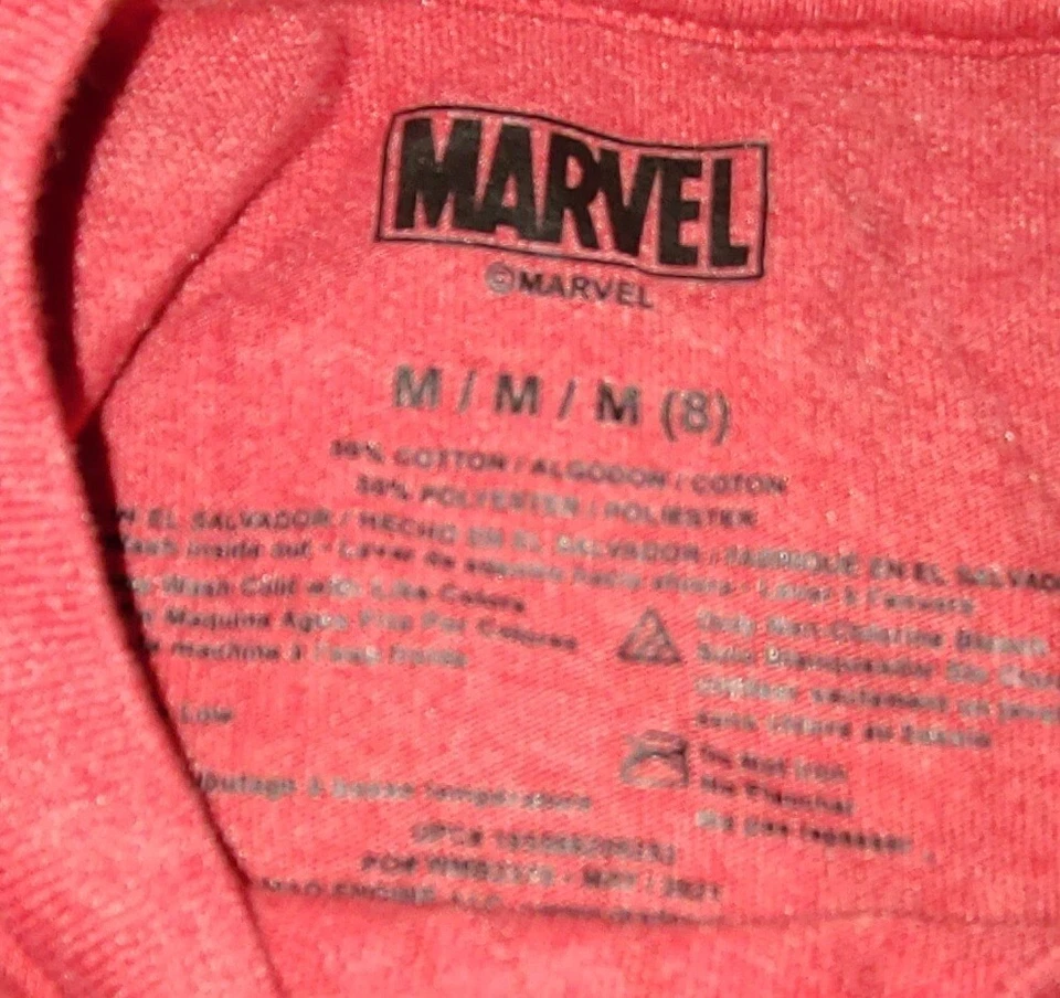 Marvel Boy's Red Graphic Print " Fearless Hero For Life" T-shirt Size Medium - Image 4 of 4