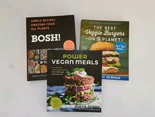 3 X Vegan Cookbook Bundle Power Meals, Veggie Burgers, Bosh! Cookbooks Healthy