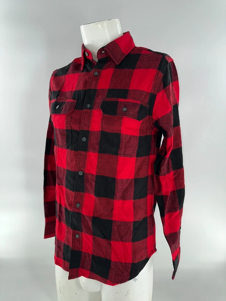 George Button-Up Flannel Shirt Men’s S Red Black Plaid Cotton Viscose YGI K4-77 - Image 4 of 4