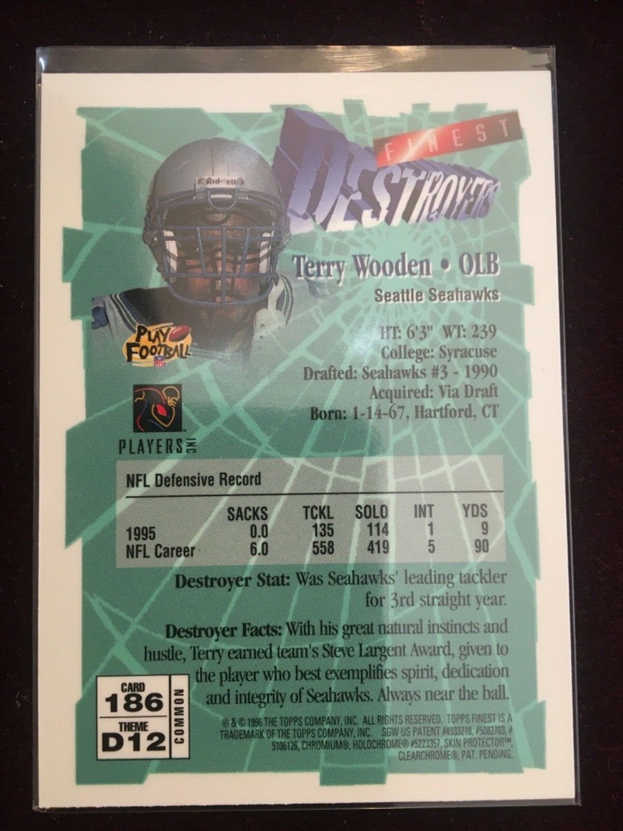 1996 Topps Finest Destroyers Seahawks Terry Wooden Football Card