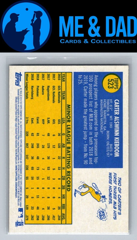 2019 Topps Heritage #ROA-CK Carter Kieboom Real One - Image 2 of 2