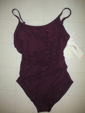 GOTTEX Plum Dolce Vita 1 Pc Round Neck Style Swimsuit Sz 12 NWT