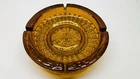 Vintage Heavy Blenko Amber Glass Wheat Ashtray 8.75"