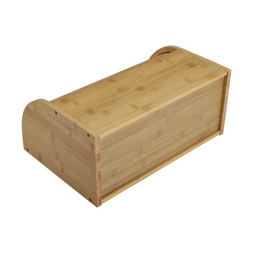 LARGE BREAD BIN BAMBOO WOODEN ROLL TOP BREAD BINS KITCHEN FOOD STORAGE BREAKFAST - Picture 7 of 15