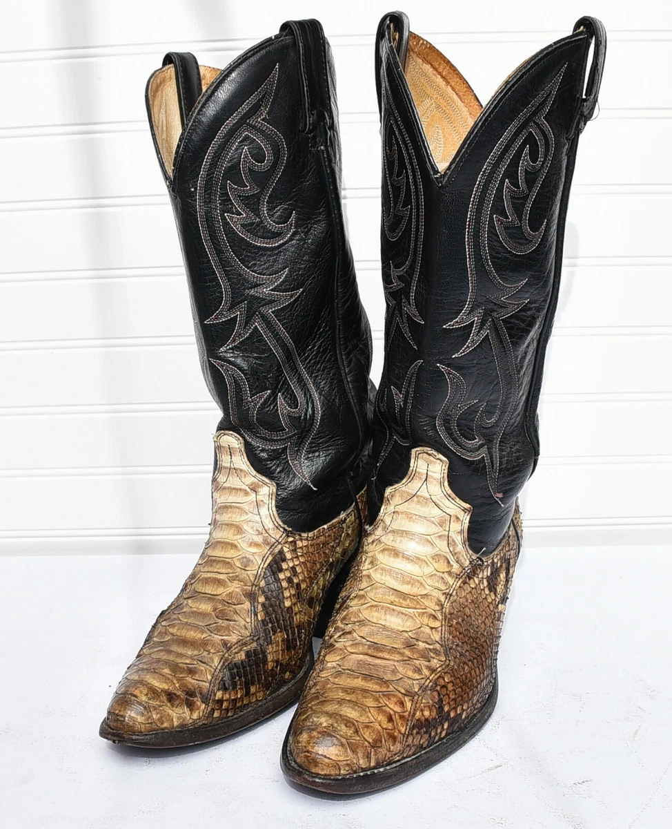 Troende sådan indtil nu Made in USA Python Snake Skin Leather Western Cowboy Boots Mens Sz 8 D |  eBay