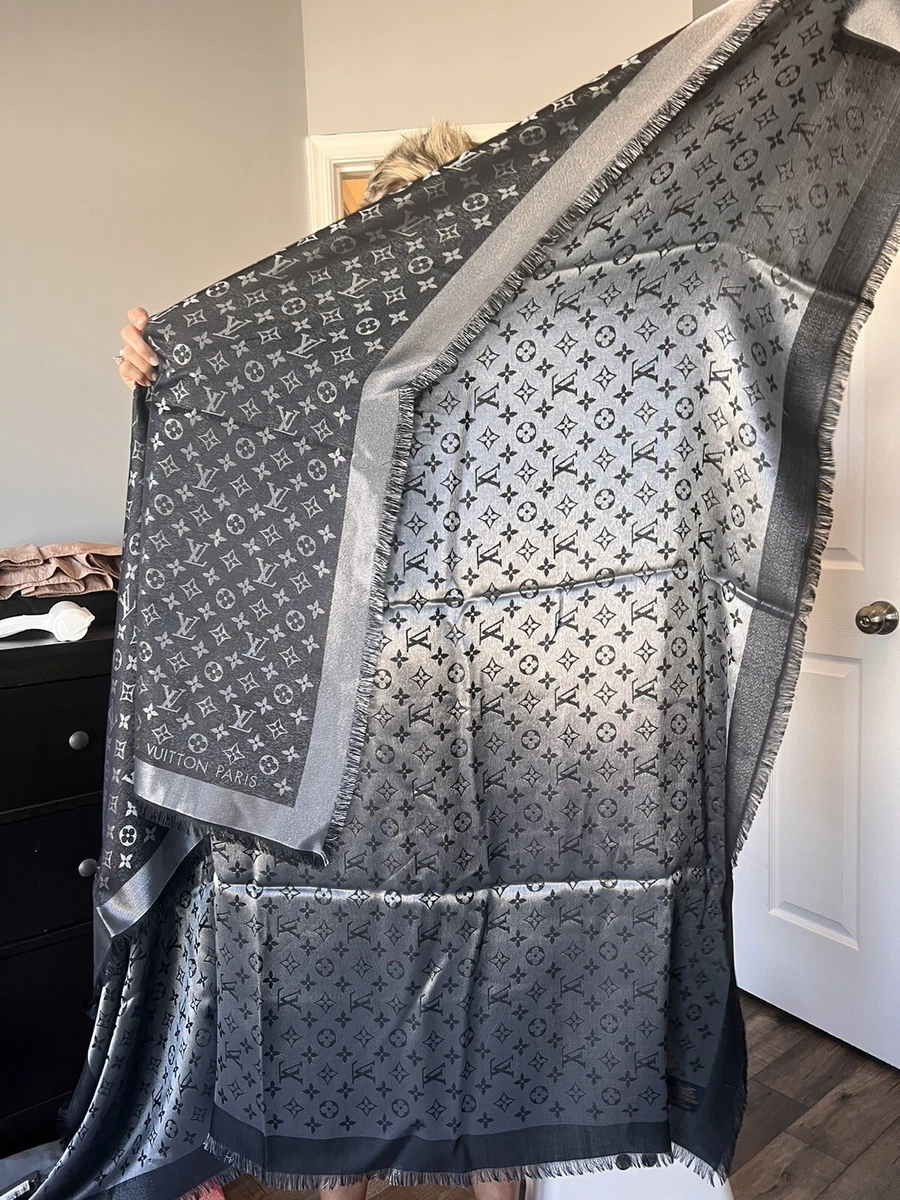 grey monogram shine shawl