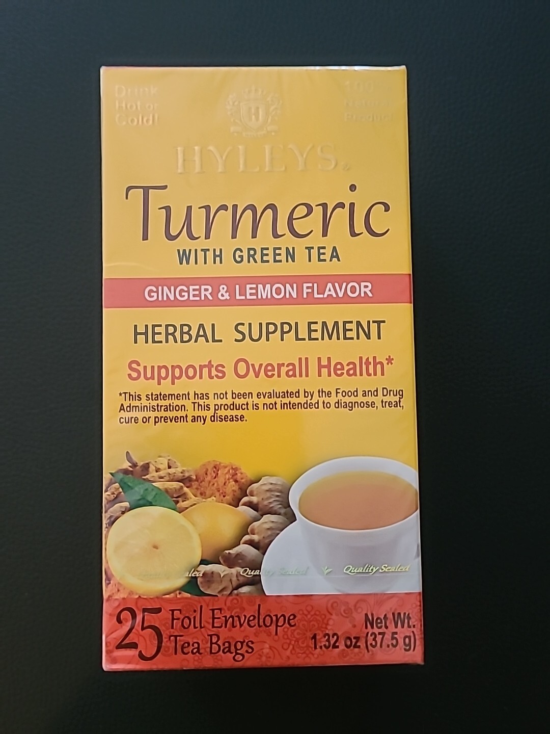 Hyleys TURMERIC WITH GREEN TEA GINGER & LEMON FLAVOR 25 Tea Bags eBay