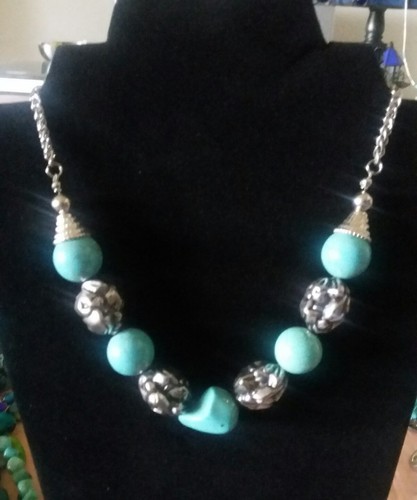 Navajo Style Necklace  With Five  Stones