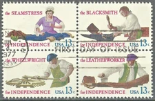 U.S. A. Stamps:1977 Skilled Hands for Independence, SC 1717-20,  Used  Block