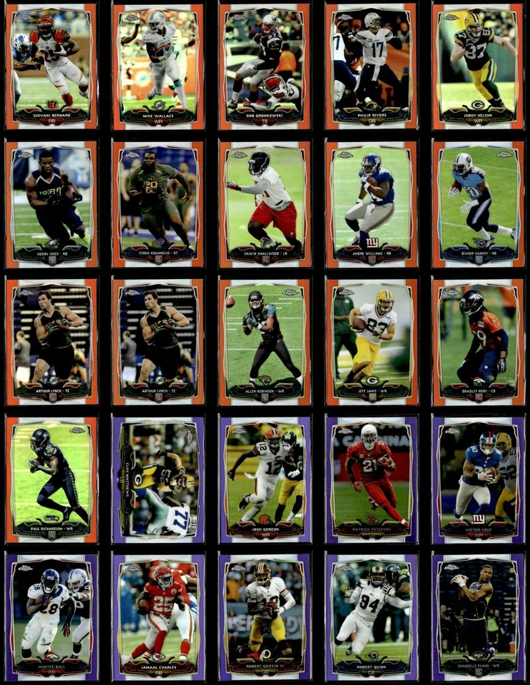2014 Topps Chrome Football Refractor Card Lot of (62) Orange Green X-Fractors! - Image 2 of 4