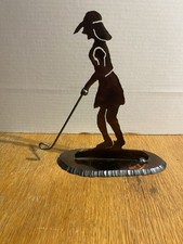 Golfer Iron Steel Welded Door Stop Handmade 9”Tall 4” Wide 7” Long Base Golf