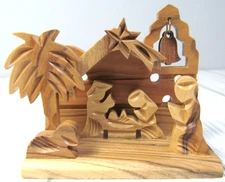 Mini Carved Nativity Jesus Mary Joseph Christmas Olive Wood Bethlehem Figure S4
