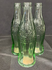 Set Of 3 Vtg Green Coca-Cola Bottles- Colorado Springs, Bellevue, Louisville