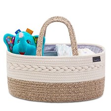 Baby Diaper Caddy Organizer, Portable Nursery Storage Basket with M Yellow