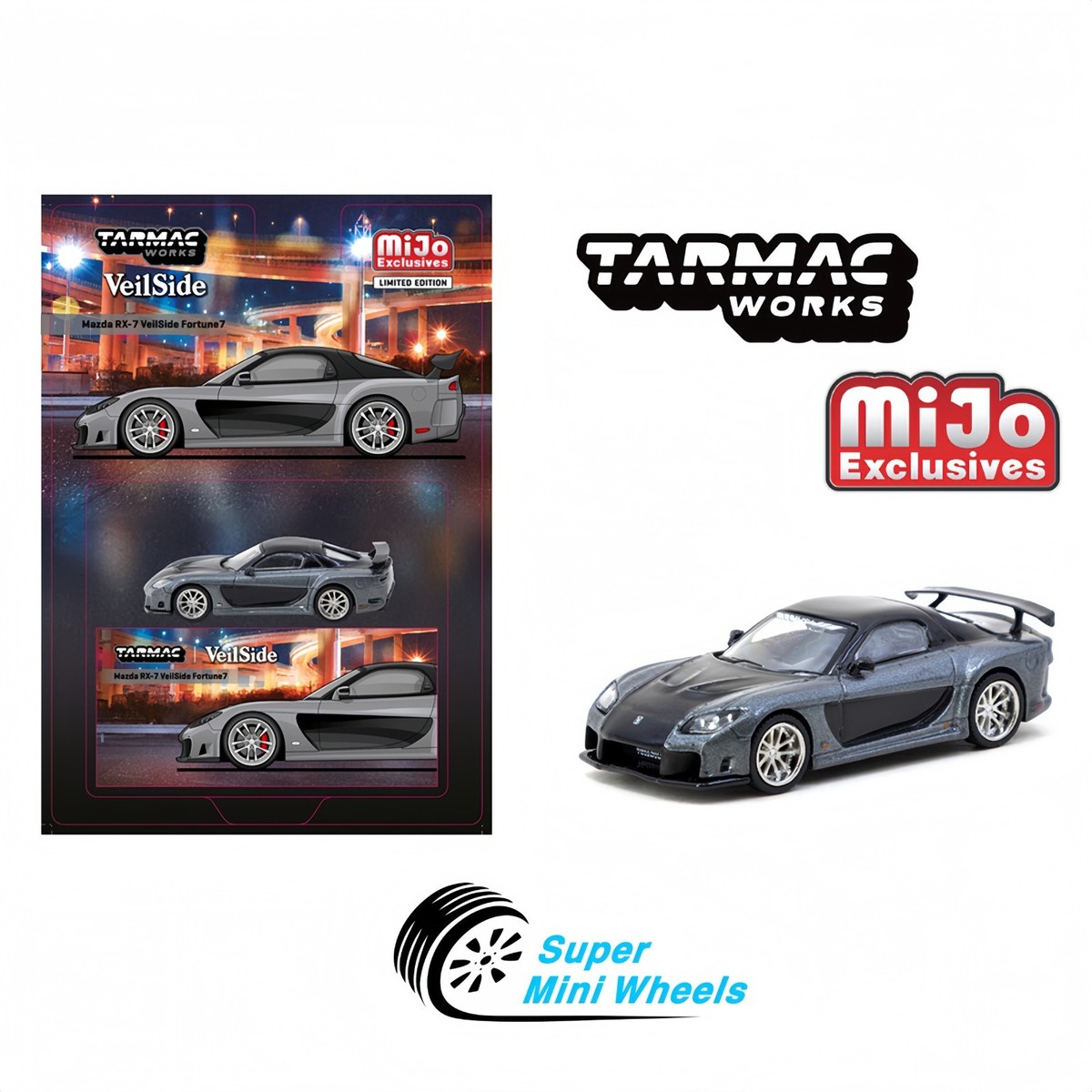 Tarmac Works 1:64 Mazda RX-7 VeilSide Fortune7- Grey metallic