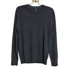 Banana Republic Extra Fine Merino Wool V-Neck Sweater Men's Size M Dark Gray