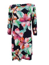 Tommy Hilfiger Women's Printed Jersey Dress (2, Navy/Coral)