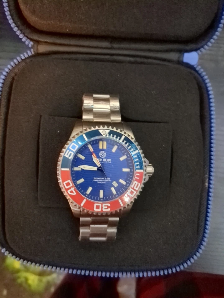 T-100 Commander Tritium Automatic Blue Dial Pepsi Bezel Men's Watch - Image 3 of 4