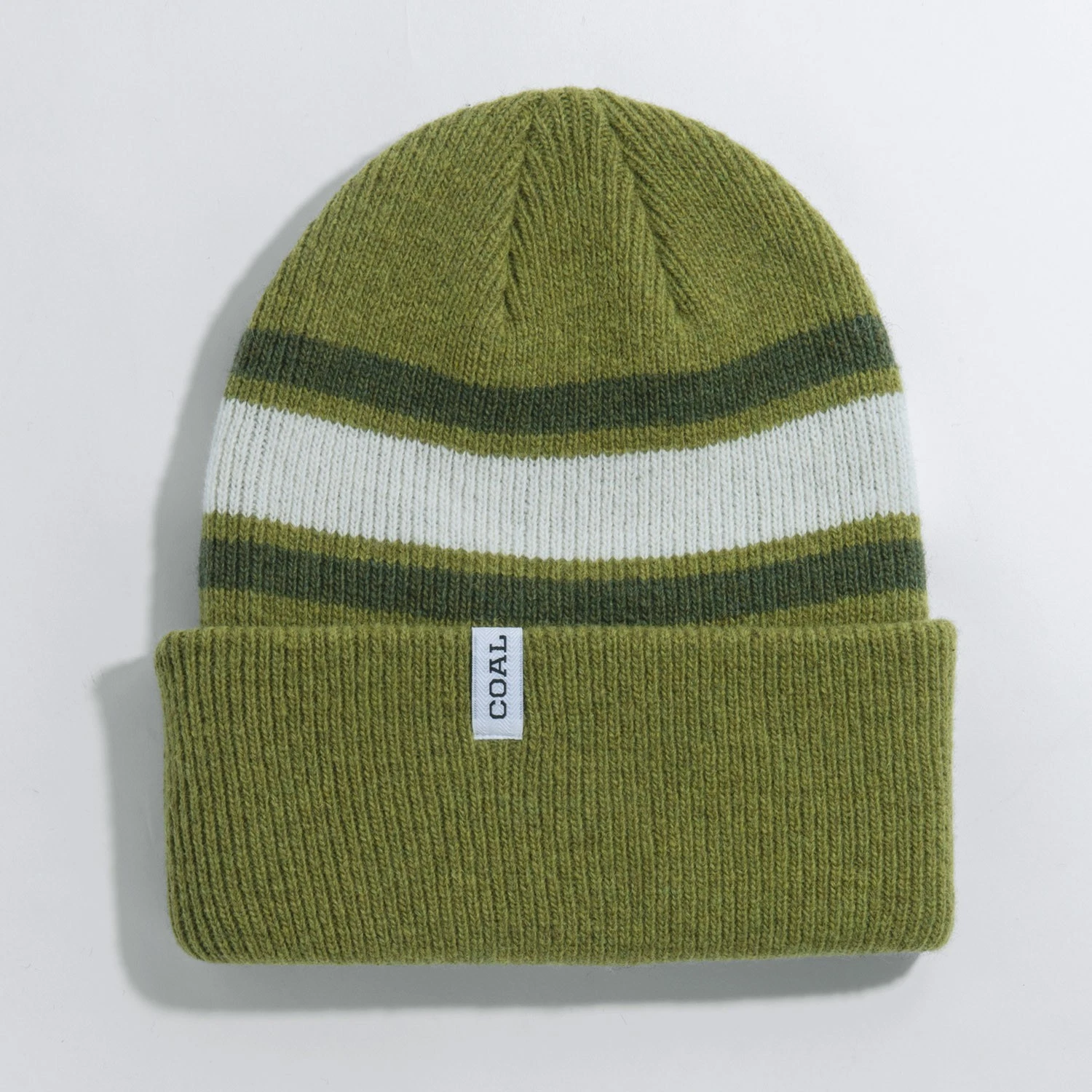 Coal The Haines Tall Length Wool Blend Beanie Unisex OSFM Sage Green Off White
