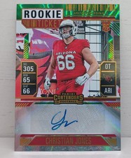 2024 Panini Contenders #293 Christian Jones Rookie Ticket Auto Green 