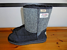 Snow Paw Sheepskin Lined Boots With Harris Tweed Fabric & Suede Outer- UK 7