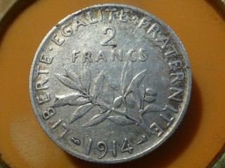 2 FRANCS SEMEUSE (ARGENT) 1914 RECHERCHEE & QUALITE TTB ! 9 97gr !
