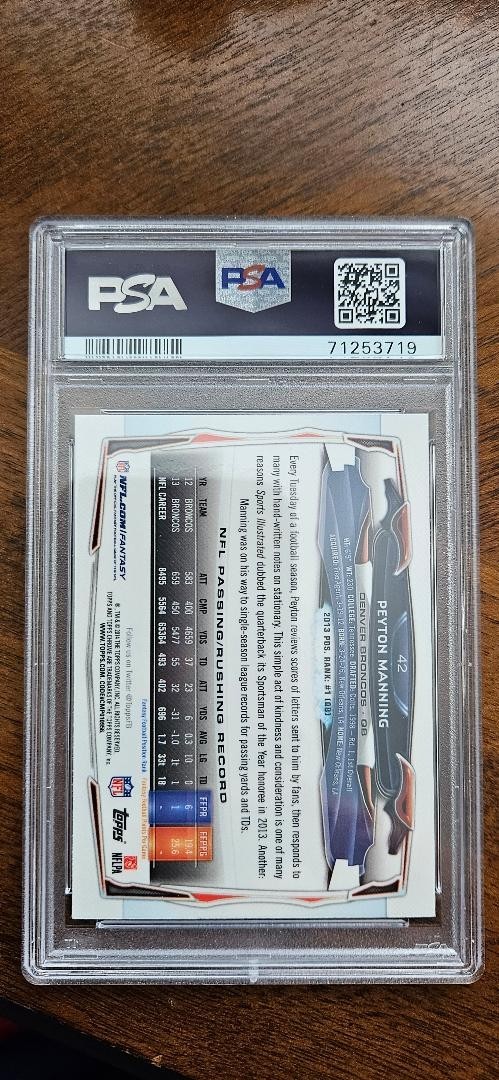 2014 Topps Chrome Peyton Manning #42 REF REFRACTOR, PSA 10 GEM MINT view 2
