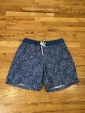Beach Summer Blue  white floral swim trunks Size medium