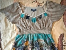 Sommerkleid Cocktailkleid bunt Fledermausärmel Blumen Fransen
