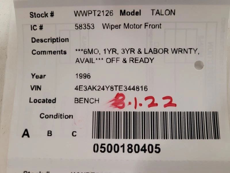 Мотор стеклоочистителя ветрового стекла подходит для 95-97 AVENGER 1598256 - Изображение 3 из 3